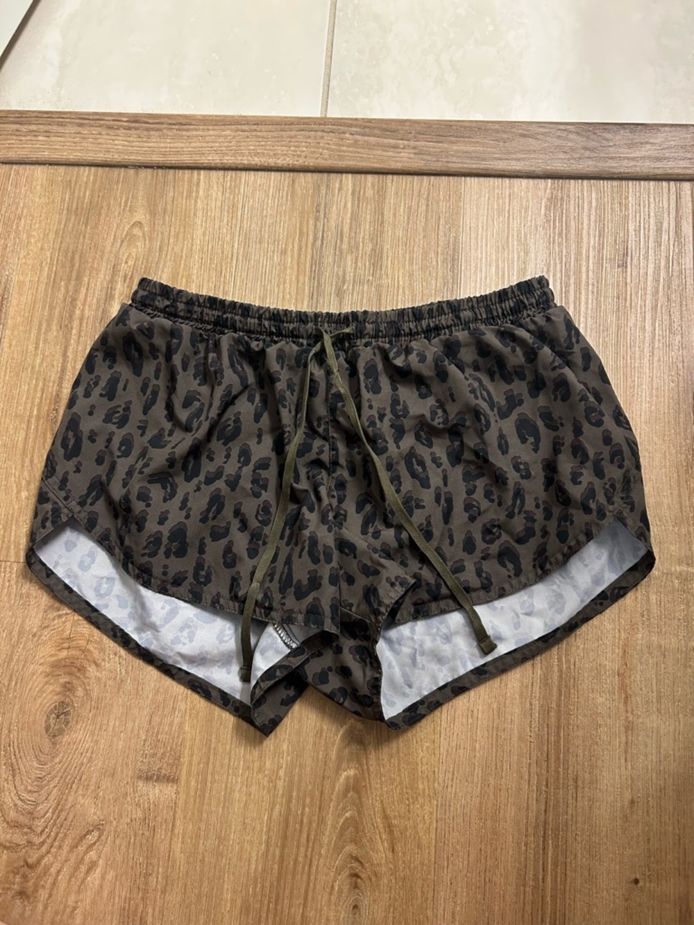 Women’s Olive and Black Leopard Shorts